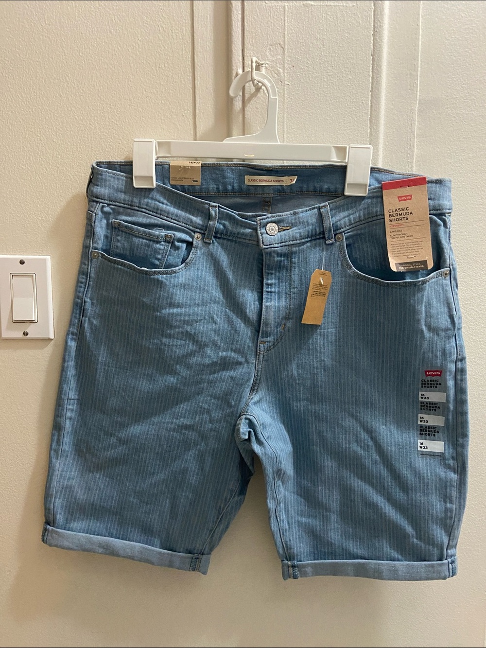 Levi's Light Blue Pinstripe Bermuda Shorts